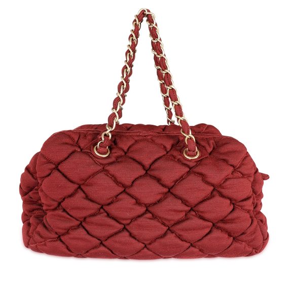 Chanel Burgundy Jersey Quilted Bubble Bag - Picture 3 of 7